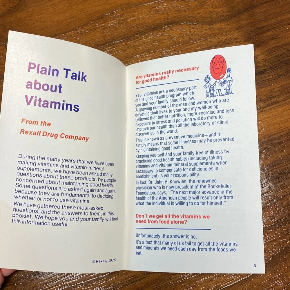 Rexall vintage vitamin information paper book